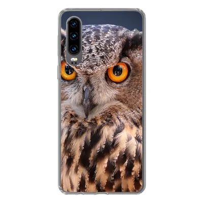 Produktbild von MuchoWow® Handyhülle Schutzhülle Hülle für Huawei P30 Eine Nahaufnahme einer braunen Eule Silikon Softcase Handy Hülle - Kartenbesitzer
