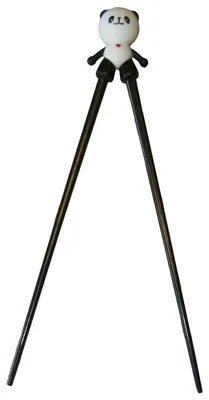 Produktbild von 067 Essstäbchen Chopsticks + 1 Clip Essstäbchenhelfer aus Gummi, Motiv Panda