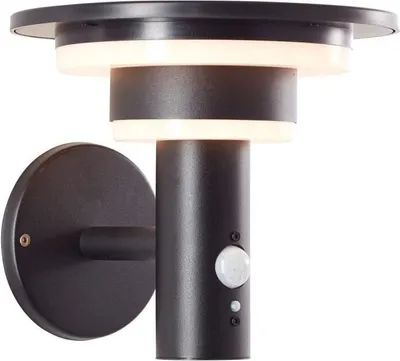 Produktbild von LED Solar Außenwandleuchte, BRILLIANT GARVINA, Bewegungsmelder, Edelstahl & Kunststoff, 4W, Schwarz