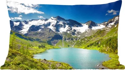 Produktbild von MuchoWow® Zierkissen Sofakissen Wohnzimmer Dekokissen 60x40 cm Schnee - Berg - Wasser - Kopfkissen - Polster mit Foto