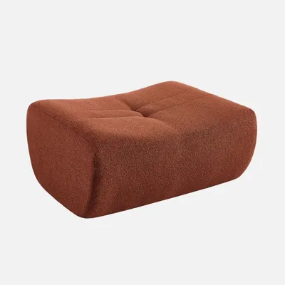 Produktbild von sweeek - Hocker, Fußhocker mit strukturiertem Bouclé-Bezug für Sessel und Sofas - Terrakotta