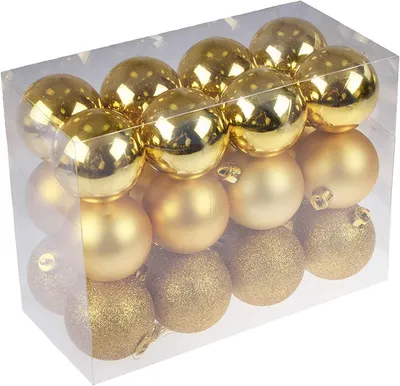 Obrázek produktu pro Vánoční ozdoby, plastové, 24 kusů, 3 cm, s třpytkami, vánoční výzdoba