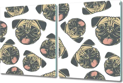 Produktbild von Glas-Herdabdeckplatte Glaskeramikkochfeld-Abdeckung Spritzschutz - 2x 40x52 cm - Möpse Hunde Lustiges