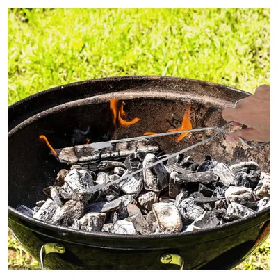Produktbild von 5 Stück Verchromte Holzkohlezangen mit Langem Griff Hitzebeständige Kohleklemmen aus Chromstahl für Grill und Haushalt