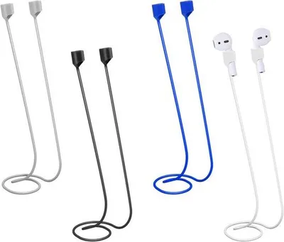 Image de Lot de 4 coques en silicone pour AirPods - Magnétiques et élastiques - Compatibles avec les AirPods Pro 1/2/3 - Disponibles en noir, blanc, gris et bleu
