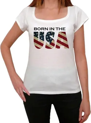 Produktbild von Damen Grafik T-Shirt Geboren in den usa – Born In The Usa – Öko-Verantwortlich Vintage Jahrgang Kurzarm Lustige Druck Geburtstag Geschenk Frau