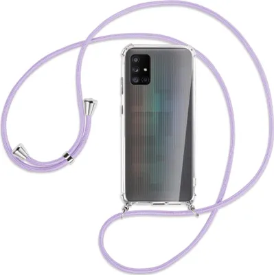 Produktbild von Handykette Backcover-Schutzhülle mit Band (Metall silberfarben) für Samsung Galaxy A71 5G - violett