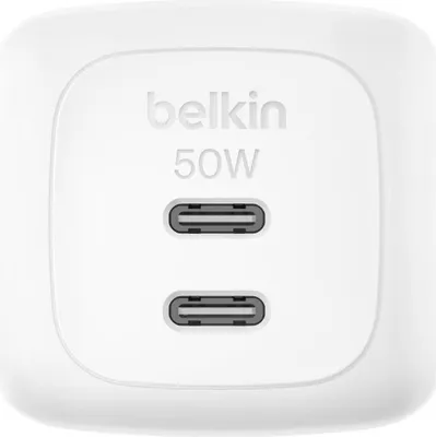 Produktbild von Belkin Ladegerät Dual USB-C 50W PD + PPS ,weiß        WCH019kqWH