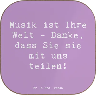 Produktbild von Mr. & Mrs. Panda Tischschoner Spruch Musiklehrer Danke - Lavendeltraum - Geschenk, Design Untersetzer, Teilen, Freundschaft, Aufmerksamkeit, gläseruntersetzer, Glas