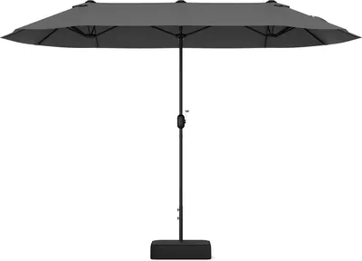 Produktbild von COSTWAY Doppelsonnenschirm 400x200cm mit Ständer und Kurbel, Gartenschirm UPF 50+, Marktschirm XXL