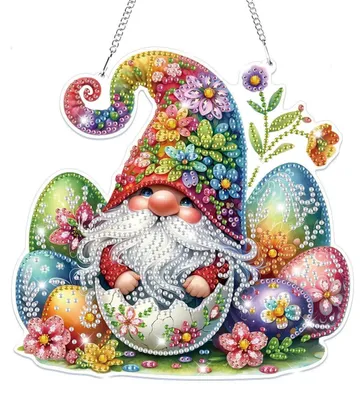 Image de Kit de création de pendentif "Diamond Painting" 5D, idéal pour les enfants et les adultes, pour créer des décorations à suspendre. Idéal pour les cadeaux de Pâques