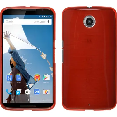 Produktbild von PhoneNatic Case kompatibel mit Google Nexus 6 - rot Silikon Hülle brushed + 2 Schutzfolien