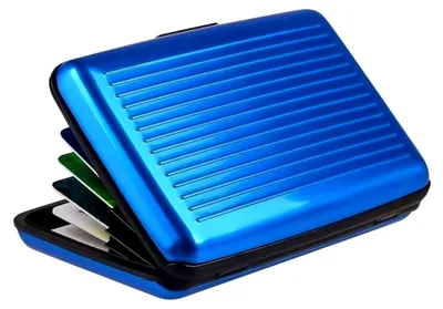Produktbild von Kartenetui aus Aluminium, RFID Blockierender Kreditkartenetui, Wasserdichtes Scheckkartenetui, Visitenkartenetui für Damen Herren, Card Holder Visitenkarten Aufbewahrung (Blau)