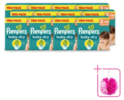 Obrázok produktu pre 12 ks plienok Pampers Baby-Dry, veľkosť 3, 6-10 kg - ekonomický balenie - 12 kusov