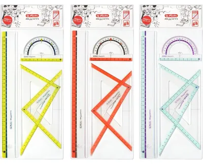 Obrázek produktu pro Herlitz 11368222 - Úhloměr - Pravítko - Trojúhelník - 4 kusy - Vícebarevné - 30 cm - 10 cm - Výhledové balení