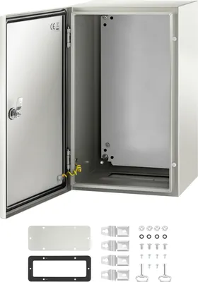 Obrázek produktu pro SucceBuy Ocelová skříň NEMA, 20 x 12 x 10 palců Ocelová elektrická rozvodná skříň NEMA 4X, vodotěsná a prachotěsná IP66, venkovní/vnitřní elektrická rozvodná skříň s montážní deskou