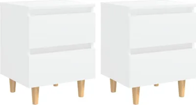 Obrázok produktu pre vidaXL Nočné stolíky 2 ks s nohami z borovicového dreva biele 40x35x50 cm