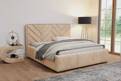 Zdjęcie produktu dla Łóżko tapicerowane AGMAT VENUS z wezgłowiem, 180 x 200 cm, łóżko podwójne z podstawą łóżka i stelażem z listew metalowych, tkanina welurowa: welur