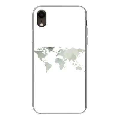 Produktbild von MuchoWow® Handyhülle Schutzhülle Hülle für iPhone XR Weltkarte - Grün - Grau Silikon Softcase Handy Hülle - Schutzdeckel