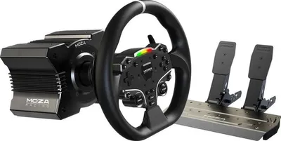Obrázok produktu pre Moza Racing RS20, Volant + pedále, PC, Kábel, Čierna, Hliník, Koža, Oceľ, Hliník, Koža