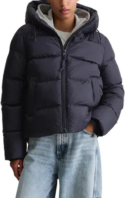 Zdjęcie produktu dla Płaszcz pikowany damski marki Marc O'Polo, wykonany z denimu, z kapturem, wodoodporny, kolor niebieski (Blue Depths)