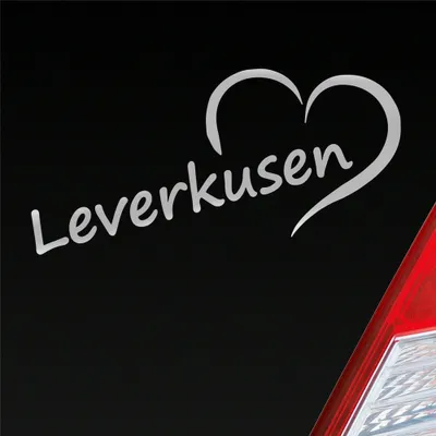 Produktbild von Auto Aufkleber Leverkusen Herz Heart Stadt City Liebe Love 18x8 cm Silber Sticker Heckscheibenaufkleber