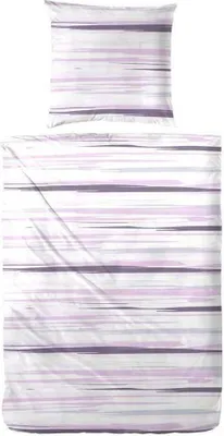 Zdjęcie produktu dla Hahn miękka pościel seersucker w różowe paski 155x220 cm + 80x80 cm