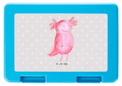 Produktbild von Mr. & Mrs. Panda Bentobox Axolotl Glücklich - Grau Pastell - Geschenk, Lurch, Meal Prep Box, Lunchbox, Lebensfroh, Butterbrotdose, Bento, Motivation, gut Gelaunt