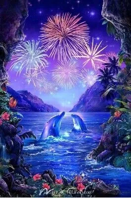 Produktbild von 40x30 cm Diamanten Malerei Zum Selbermachen DIY Diamond Painting Delphine