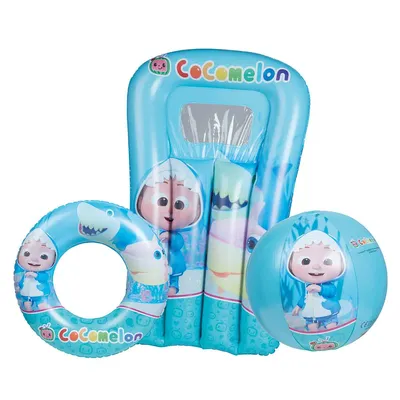 Produktbild von Happy People - Cocomelon 3er Strandset - Wasserball, Schwimmring & Luftmatratze