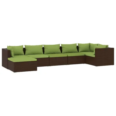Immagine prodotto di vidaXL Set da giardino 7 pezzi con cuscini in polyrattan marrone