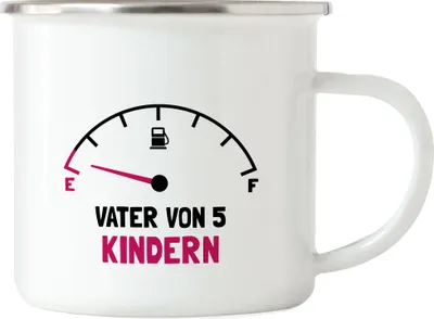 Produktbild von Vater von 5 Kindern Emaille Tasse Lustig Energielos Tank ist Leer Spruch Geschenk Fünffacher Papa
