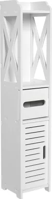 Immagine prodotto di 80 x 15,5 x 15 cm Mobile da bagno, legno bianco, ripiano per mobile, ripiano per fazzoletti di carta