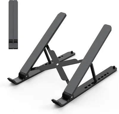 Image de Support d'ordinateur portable pour bureau, rehausseur pliable avec ventilation pour ordinateurs portables jusqu'à 15,6 pouces