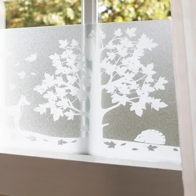 Produktbild von Selbsthaftend Fensterbordüre 20x150 cm – Wald - Fensterfolie statisch haftend ohne Kleber für einfache Montage - Fensterbilder für Fenster und Glasflächen - Fensterdeko wiederverwendbar