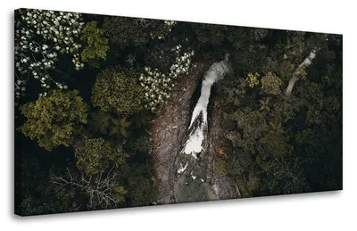 Produktbild von Leinwanddruck Wasserfall aus der Vogelperspektive 80x40 cm