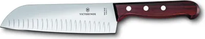 Produktbild von Santokumesser, Griff Ahorn modifiziert, Kullenschliff, rostfrei