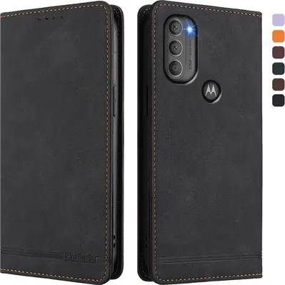 Image de Etui pour Motorola Moto G71 5G, étui rétro en cuirPolyuréthaneavec support et fentes pour cartes de crédit Noir