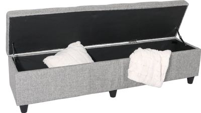 Úložná truhla Kriens XXL, Lavica Lavica, Látka/Textil, 45x180x45cm ~ sivá
