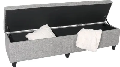 Produktbild von Aufbewahrungs-Truhe Kriens XXL, Sitzbank Bank, Stoff/Textil, 45x180x45cm  Schriftzug, creme