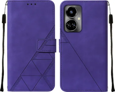 Produktbild von Tecno Camon 19 Hülle, Schlank Prägung Flip Leder Kartenfächer Schutzhülle mit Ständer für Tecno Camon 19 Lila