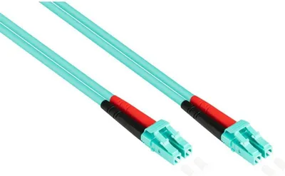 Image de Câble de raccordement duplex OM3, 15 mètres, connecteurs LC-LC, fibre multimode, gaine LSZH, interchangeable