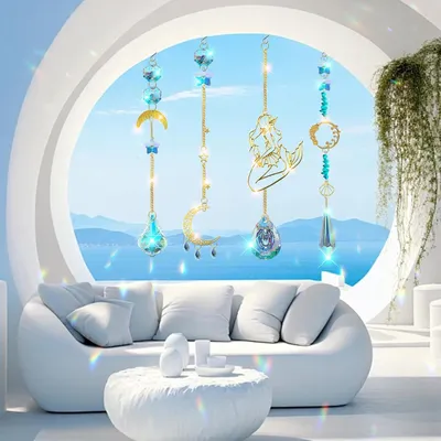 Produktbild von 425 Stück Kristall Sonnenfänger Bastelset - DIY Fensterdekoration Windspiel für Zuhause, Büro, Garten - hängend im Freien