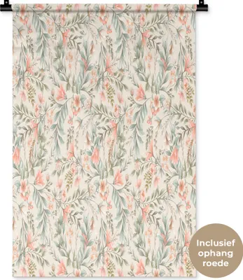 Produktbild von MuchoWow® Wandteppich Wandbehang Blumen - Pastell - Blätter 60x90 cm Tapisserie Dekoration Wandtuch - Foto-Teppich - Abwaschbar