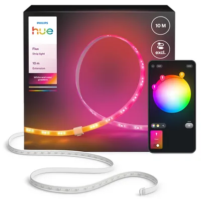 Produktbild von Philips Hue Flux LED-Streifen, 10 m Verlängerung, Bluetooth/Zigbee, Weiß, Silikon, Multi, 60 W, 25000 h
