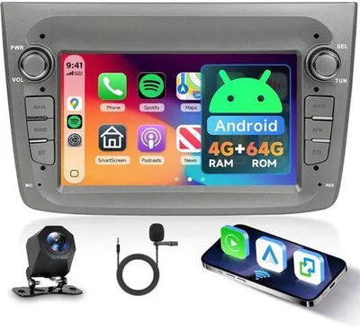 Productafbeelding van 4 GB + 64 GB Android autoradio voor 2008-2016 met draadloze Carplay Android auto, radio 7 inch touchscreen 2 Din scherm met GPS Navi Bluetooth WiFi, DSP FM/RDS
