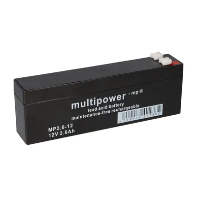 Zdjęcie produktu dla Akumulator kwasowo-ołowiowy Multipower MP2,6-12 Pb 12V 2,6Ah 4,8mm Faston