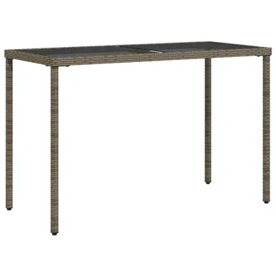 Image de Table de jardin dessus en verre gris 115x54x74cm résine tressée