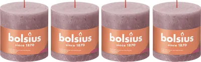 Produktbild von 4er-Set Stumpenkerze - Höhe 10 cm - Durchmesser 10 cm - Rustik - Eschenrose