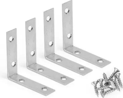 Produktbild von Wandbefestigung für Holzregale 4er-Set, Metall, Silber